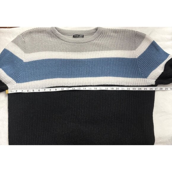 Colorblock Oversized Knit Crewneck Sweater Black, Blue, & Gray Womens 4XL Shein - Picture 8 of 11
